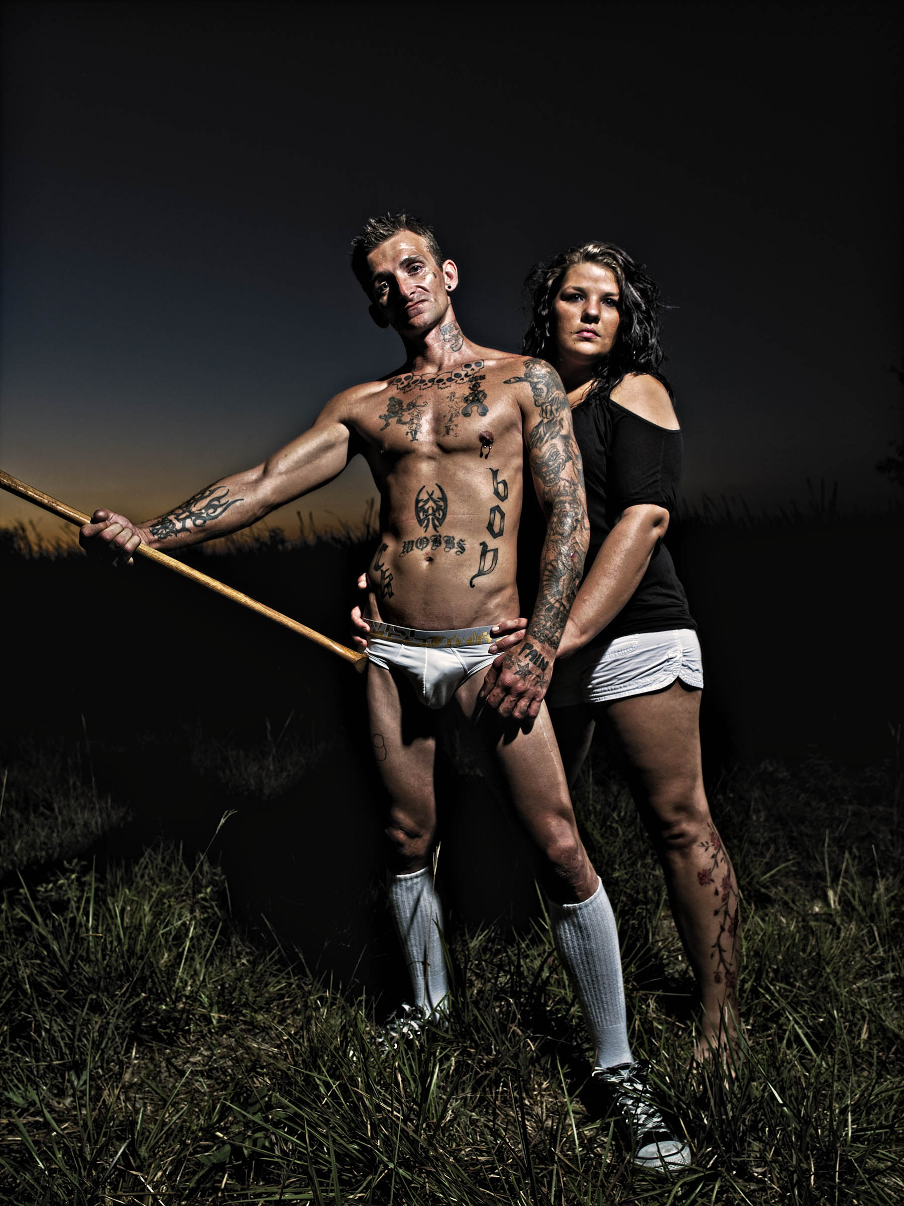 Billy Ianne, Tattoo artist, Kimber, aka The Axe Twins, Keepers of the EverGlades, Conceptual Portrait Photography by the best editorial location Professional Advertising Portrait Photographer in NYC and LA,  Berlin, Munich, Paris, London Wick Beavers Portraiture Photography