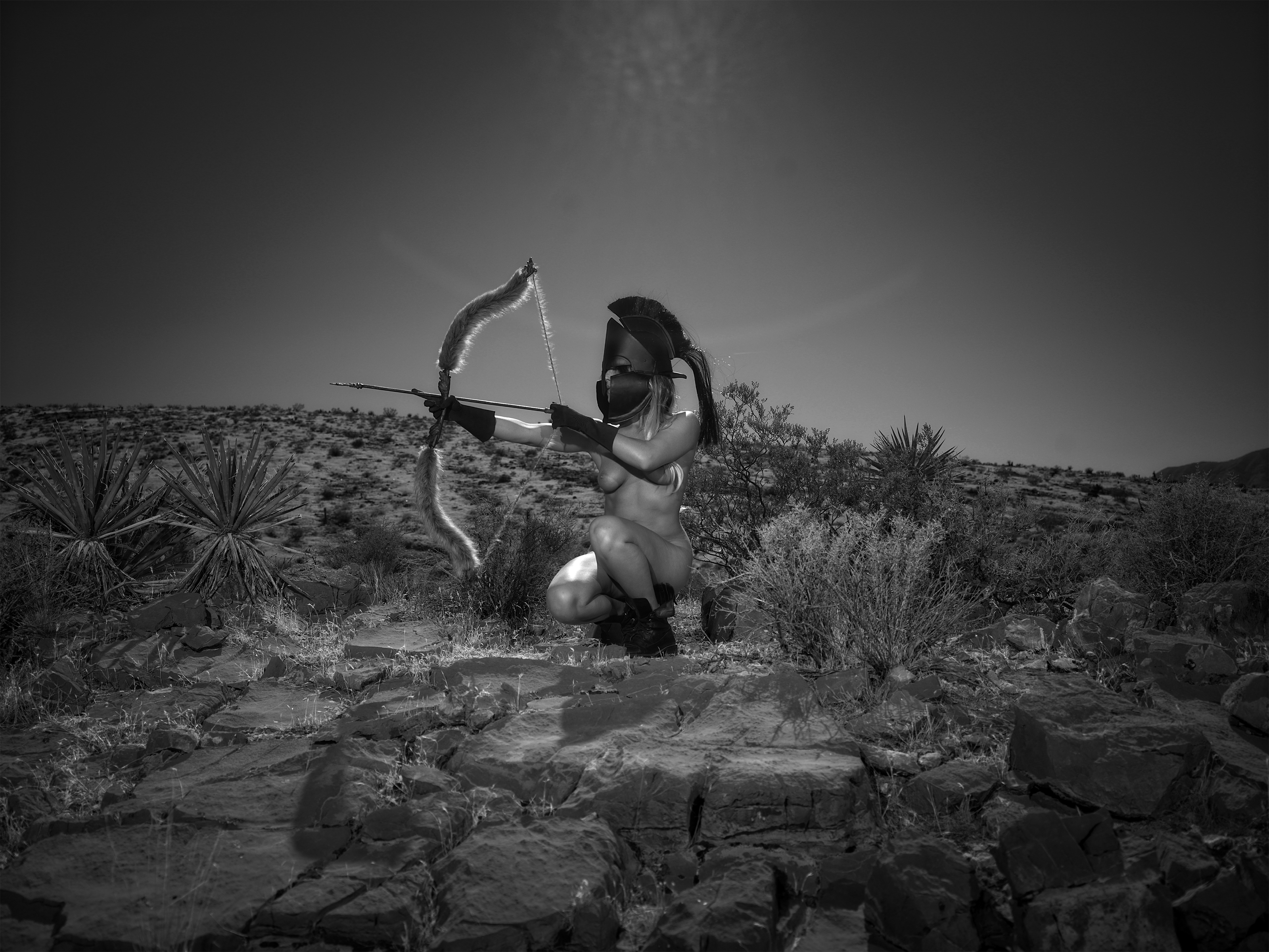 Desert Huntress, Aphrodite hunts her stag, WickBeavers Photographer