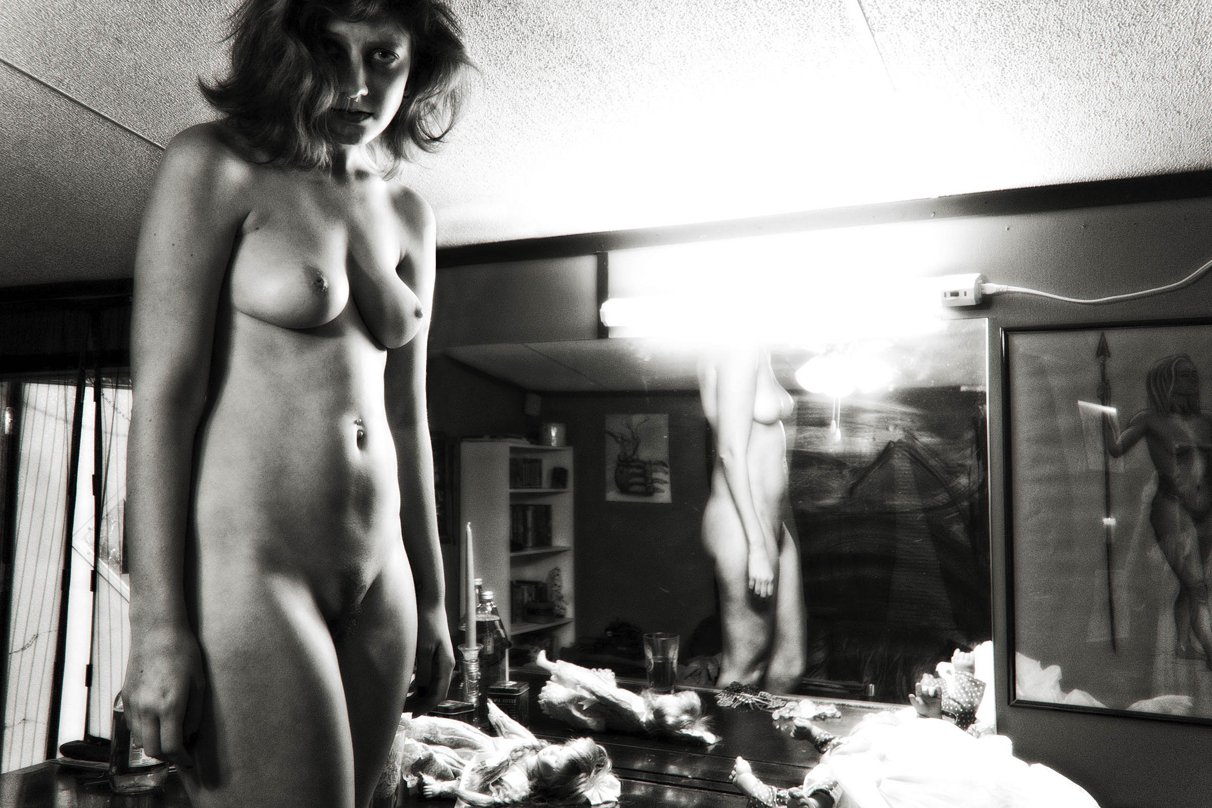 Gaffney SC Trailer Double Wide Nude Woman Mirror Painting Wick Beavers Best fine art Black and White Photographer in NYC New York City Los Angeles LA Vegas Boston Santa Fe Taos