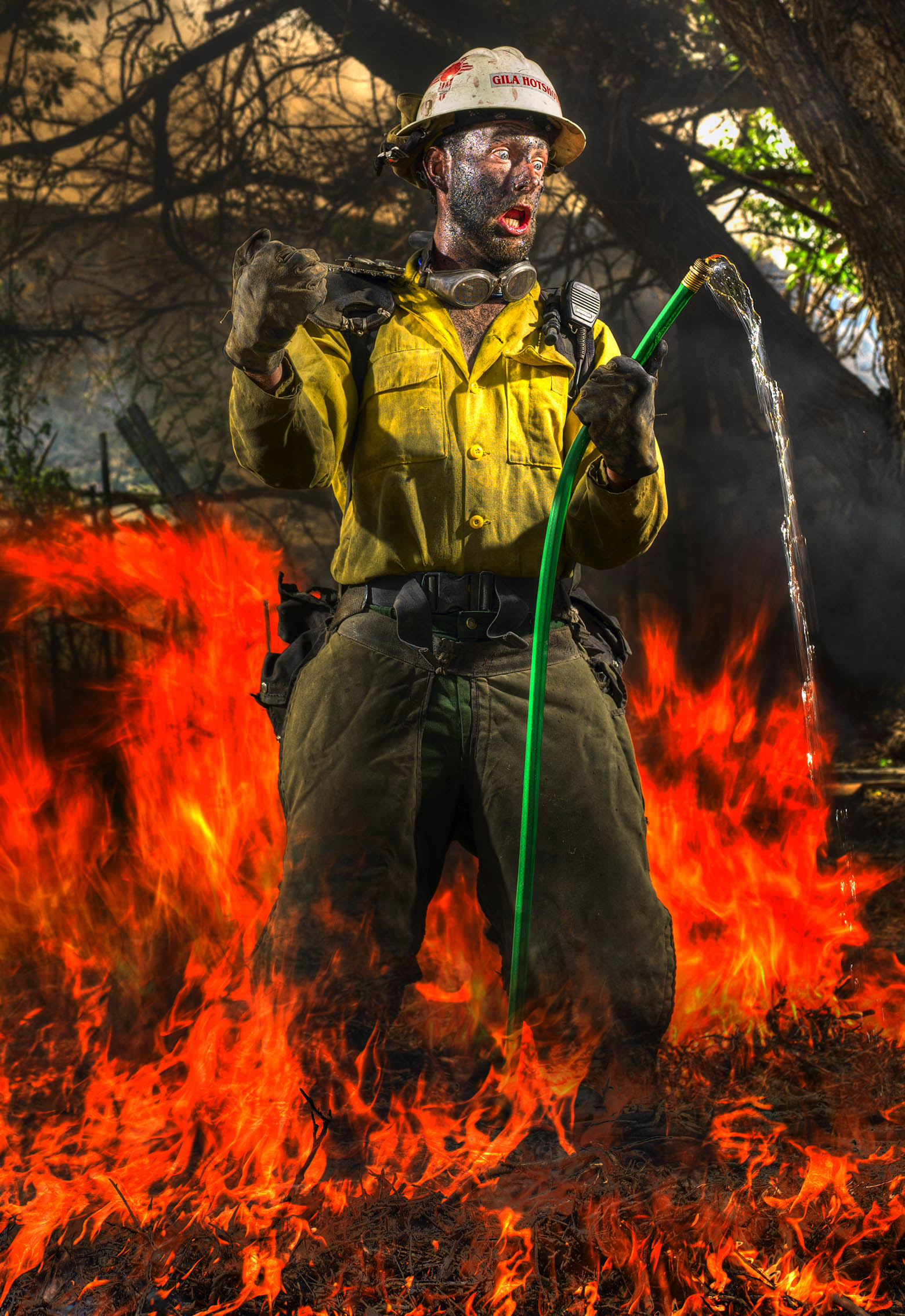 Gila Hot Shot Wild Fire Fighter Where is the water Silver City New Mexico Wick Beavers Portrait Photographer Best Portraits in NYC