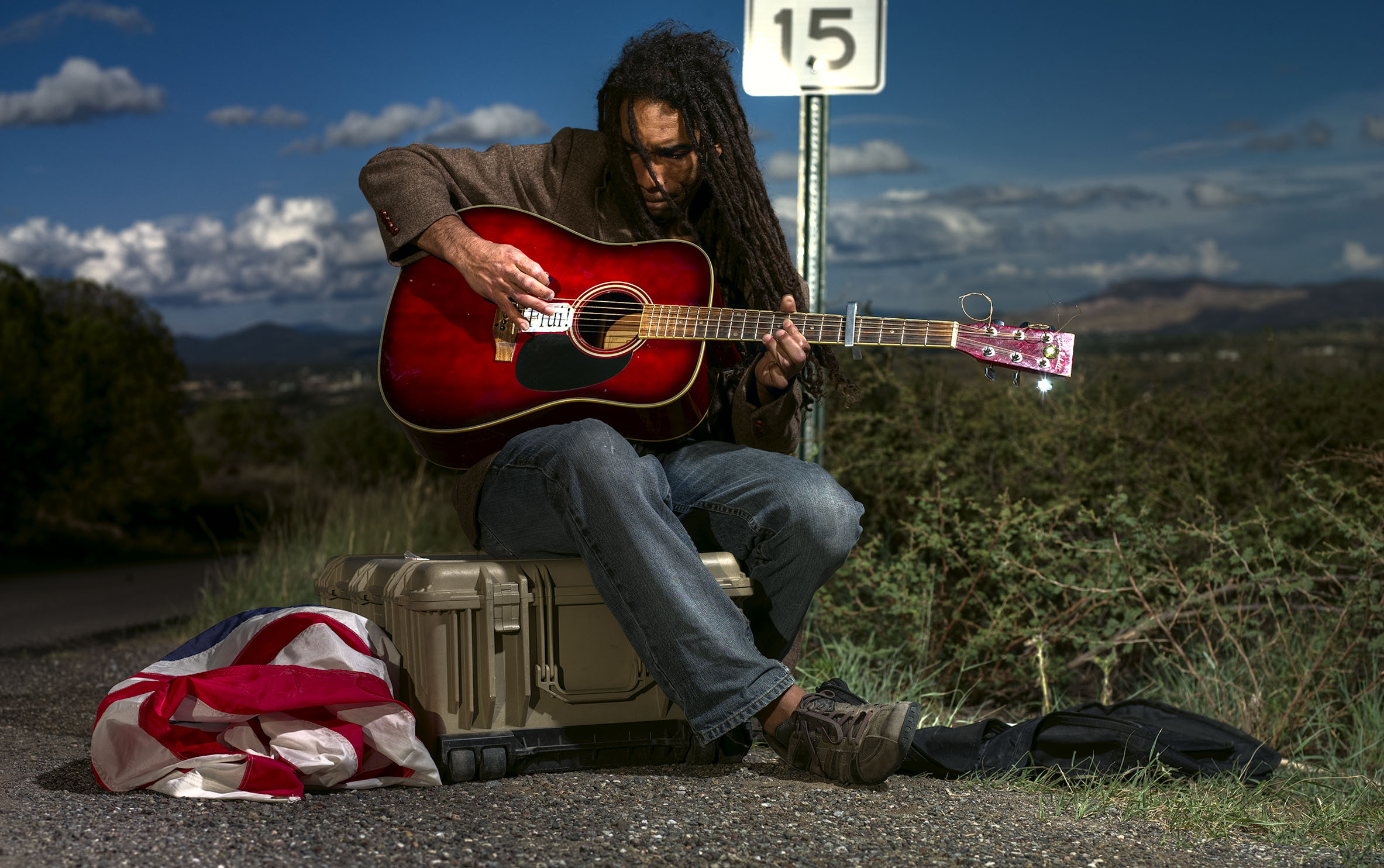 Portrait of a Traveling Musician, Amos Guitar Player, Singer Songwriter