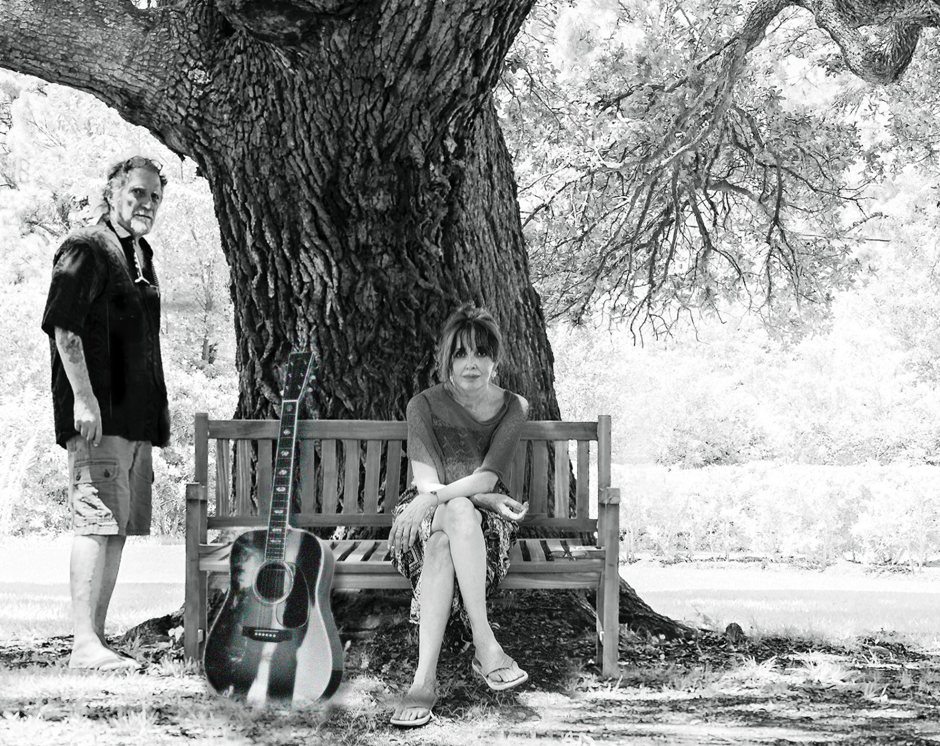 Tess, me and my old Martin D 45, Roanoke, Outer Banks, Timed Haselblad X1D Portrait